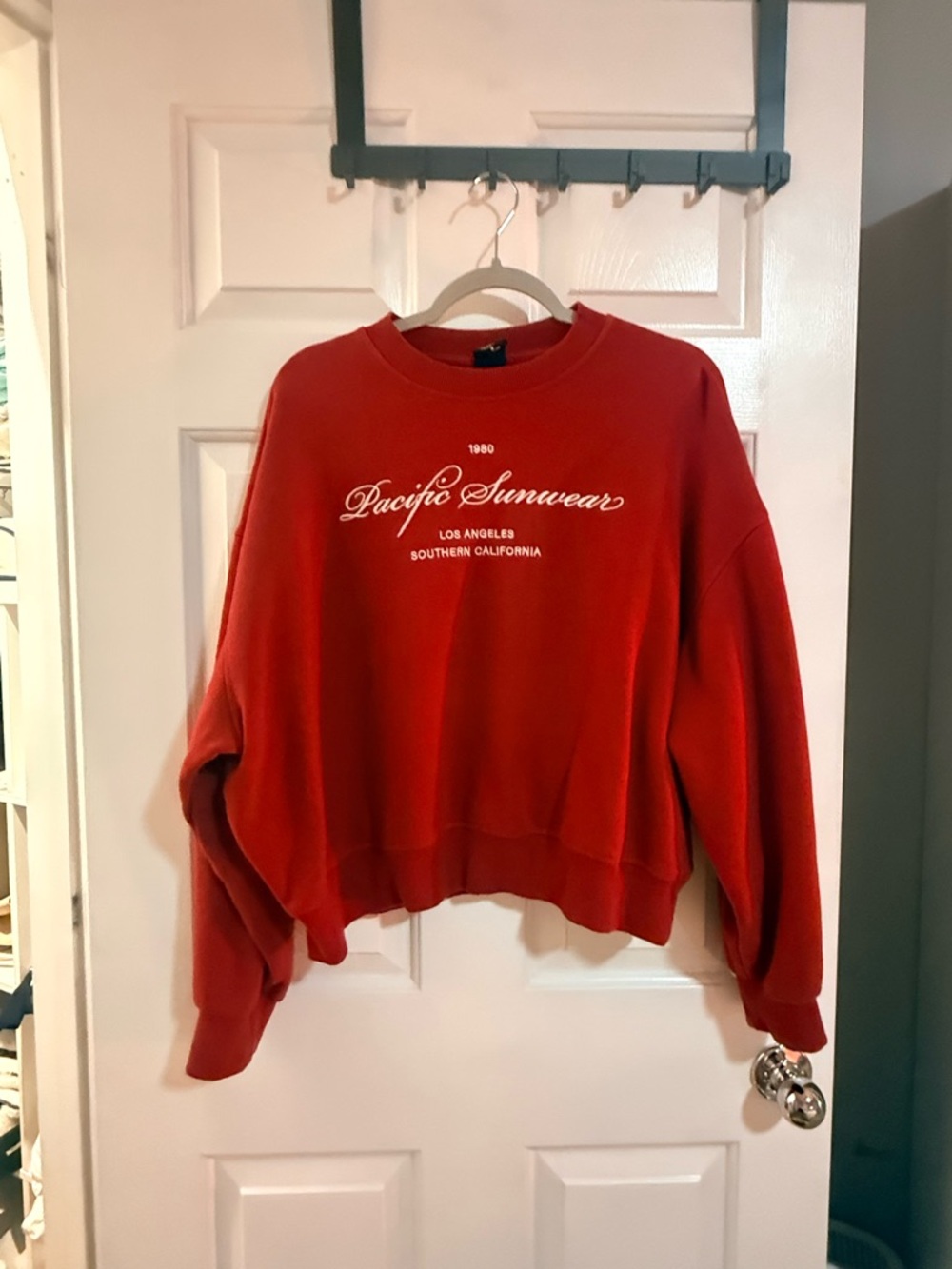 PacSun Red Cropped Crewneck Sweatshirt